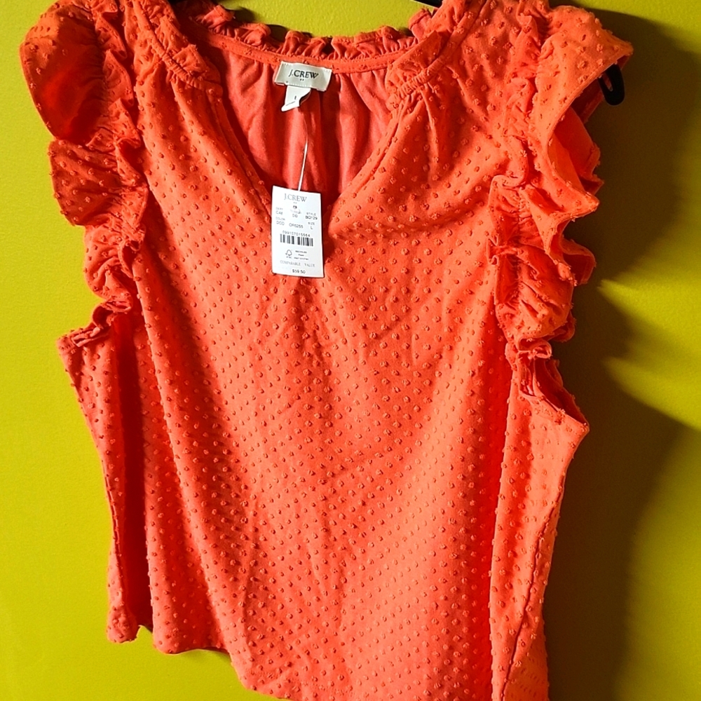 NWT Women's Ruffled Coral Top, Sz L - Picture 5 of 7